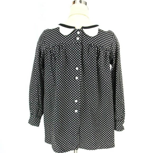 Vintage Dune Deck Polka Dot Back Button Scallop Babydoll Top 1960s Maternity M L - Picture 5 of 8